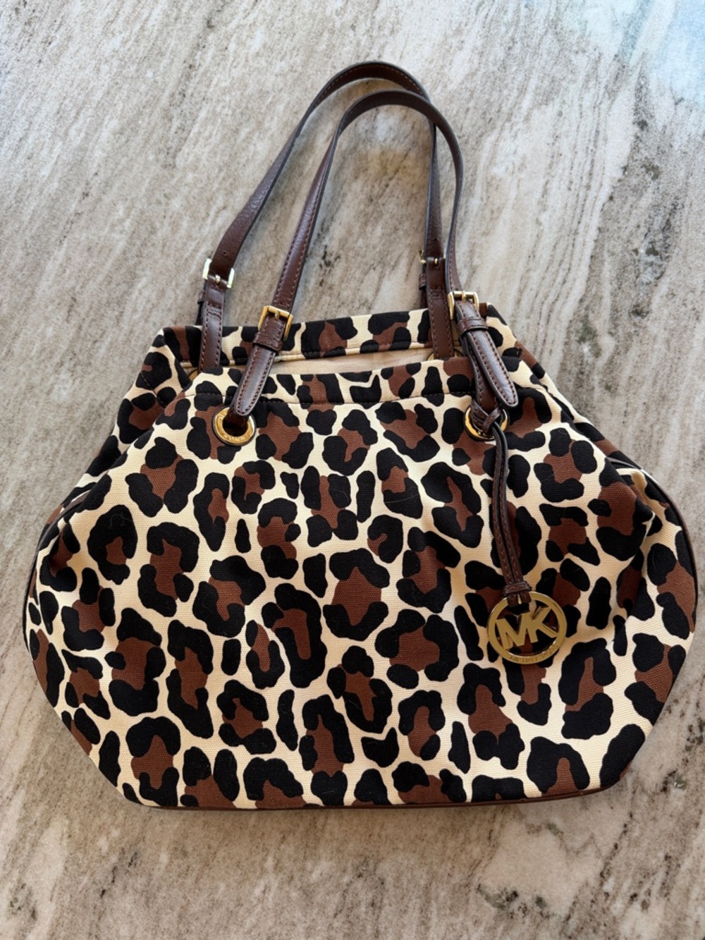 Michael Kors Leopard-Print Tote in Brown, Black, Cream